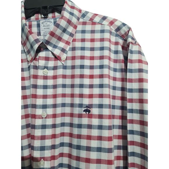 Brooks Brothers Red Blue Checkered Shirt Size XL Regent Fit - Picture 3 of 5